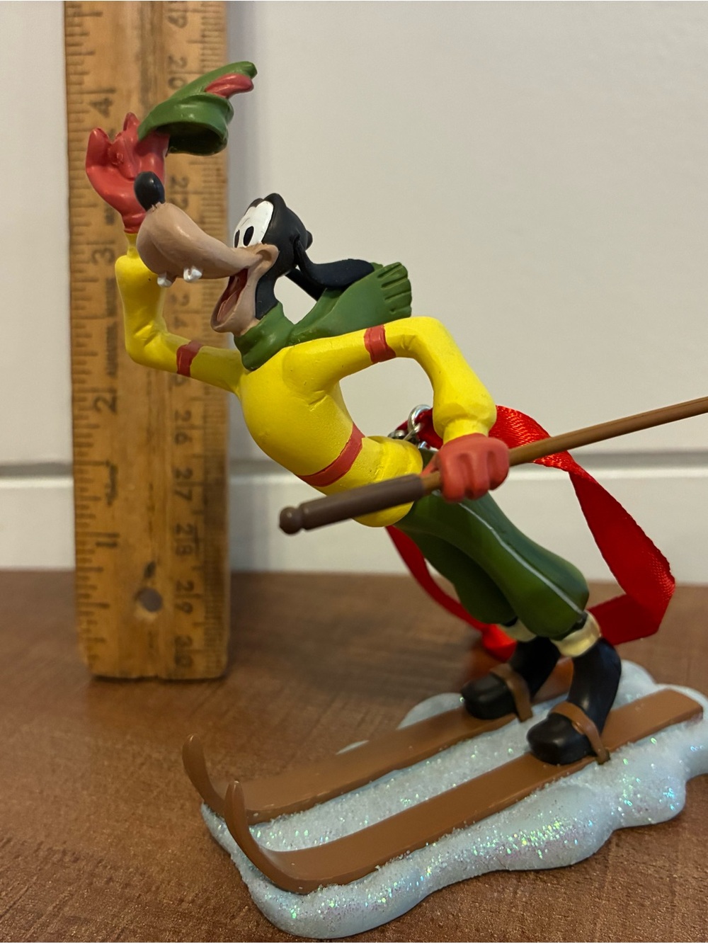 Disney Goofy Skiing Ornament - Yellow, Green & Red